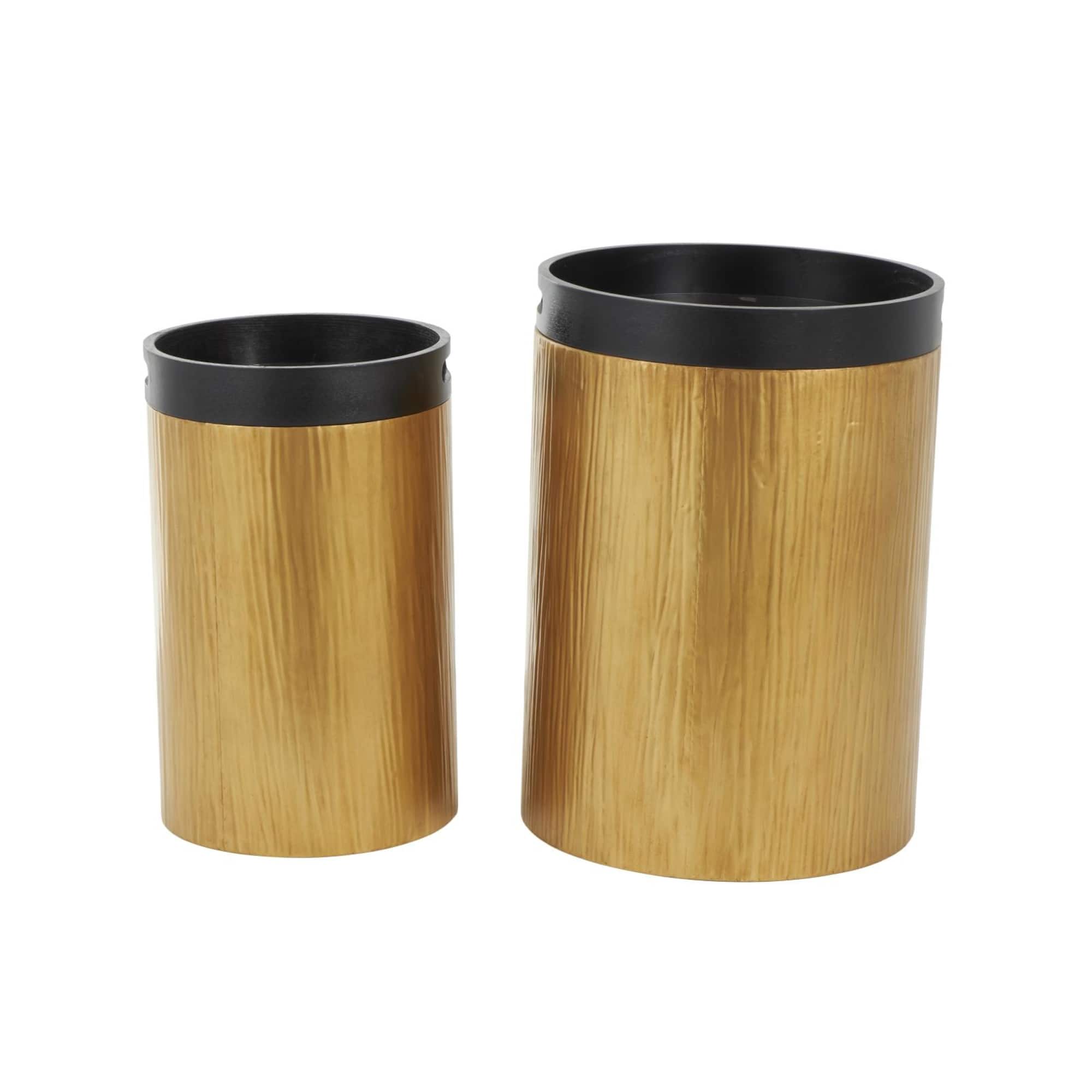 Gold Metal Nesting Accent Table with Black Tray Tabletop Set